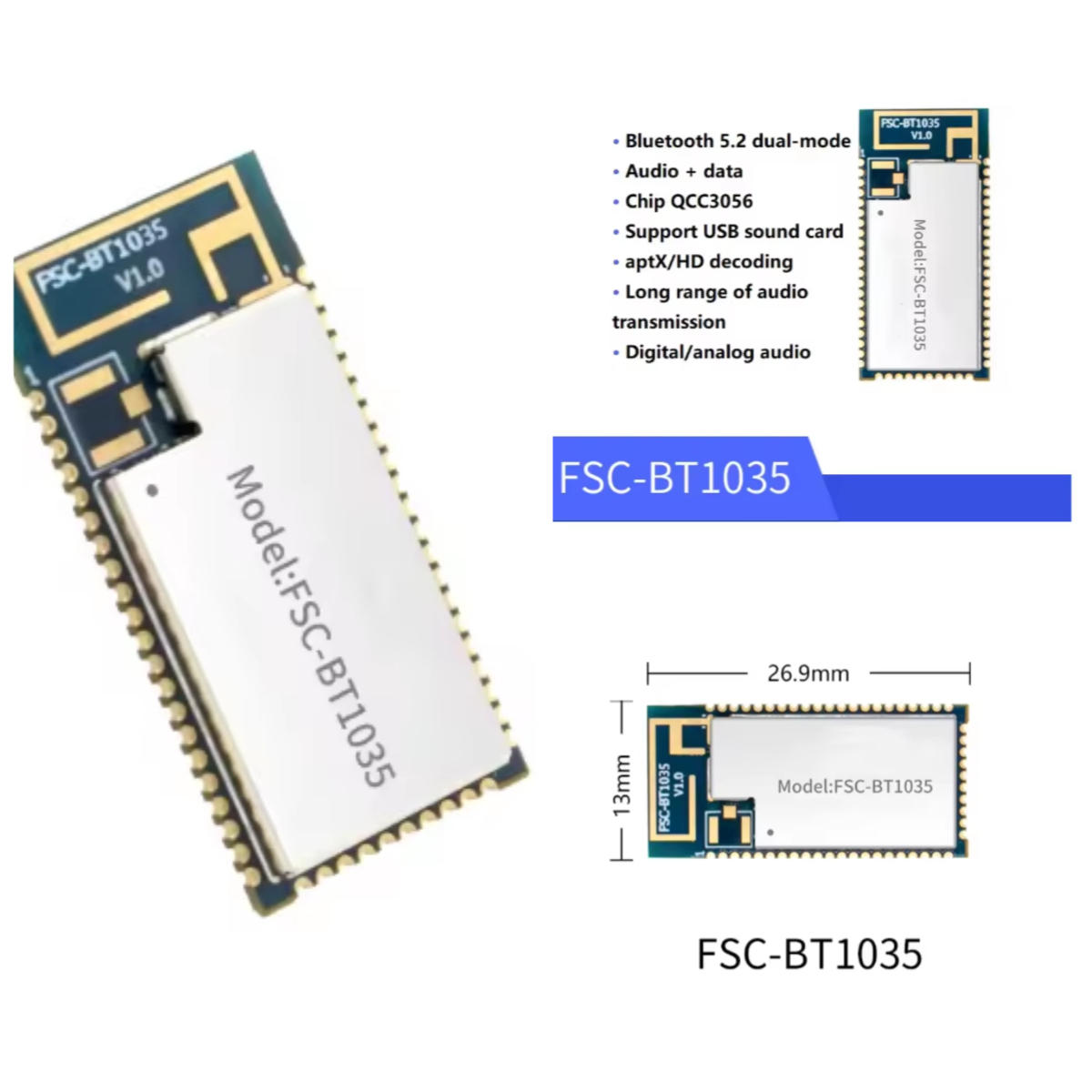 FSC-BT1035 Modul QCC3056 Chip  – Usb Sound Card Bewertung und Preis
