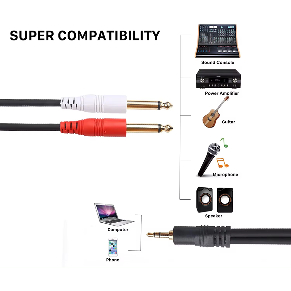 3,5mm TRS zu Dual 6,35mm TS Y  – Trs Cable Bewertung und Preis